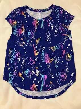 NWOT Girls' Navy Music Graphic Hi/lo Tee 20-22” long size 12